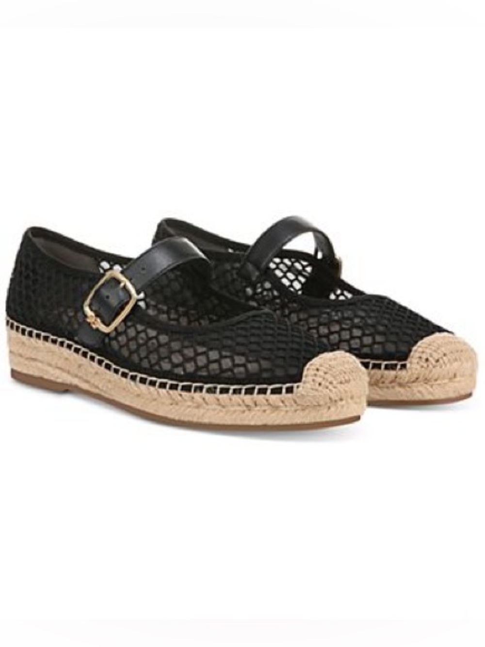 Sam Edelman Black Mesh Mary Jane Espadrille Women's Mackie Mesh Flats size 7.5